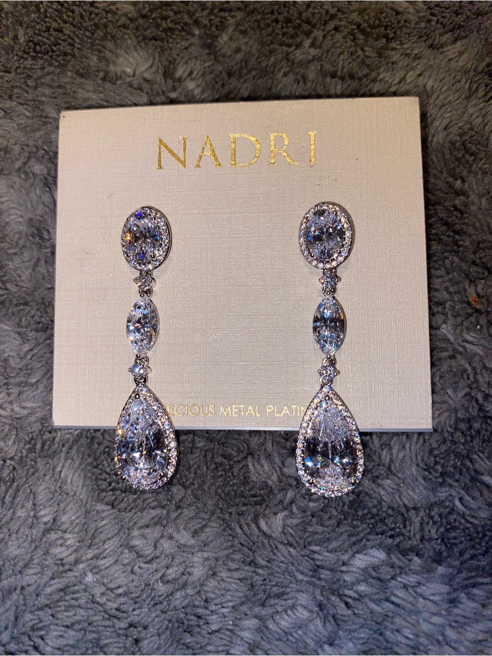 Nadri Oval Drop Earrings Silver-Tone $90